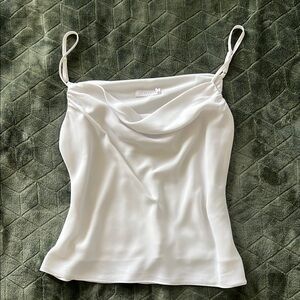 LUSH White Satin Cowl Neck Cami – Minimalist Chic Date Night Staple